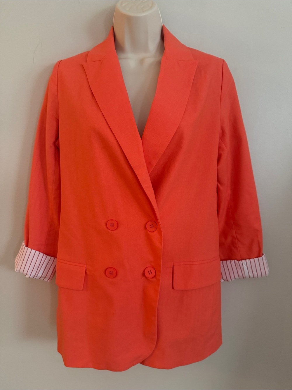 Coral Double-Breasted Women's Blazer